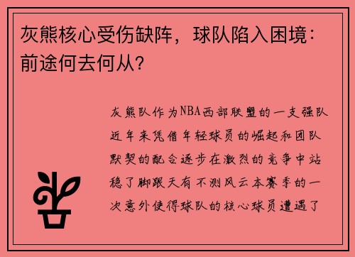 灰熊核心受伤缺阵，球队陷入困境：前途何去何从？